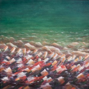红色和玫瑰冷却，2012年（丙烯画布） 作者 林肯·塞利格曼
